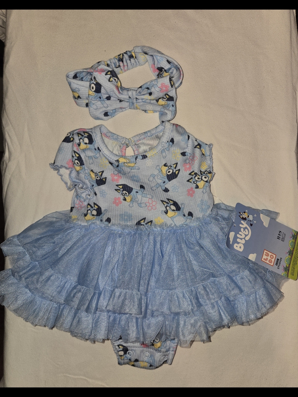 Bluey Blue Tulle Tutu One-Piece with Headband